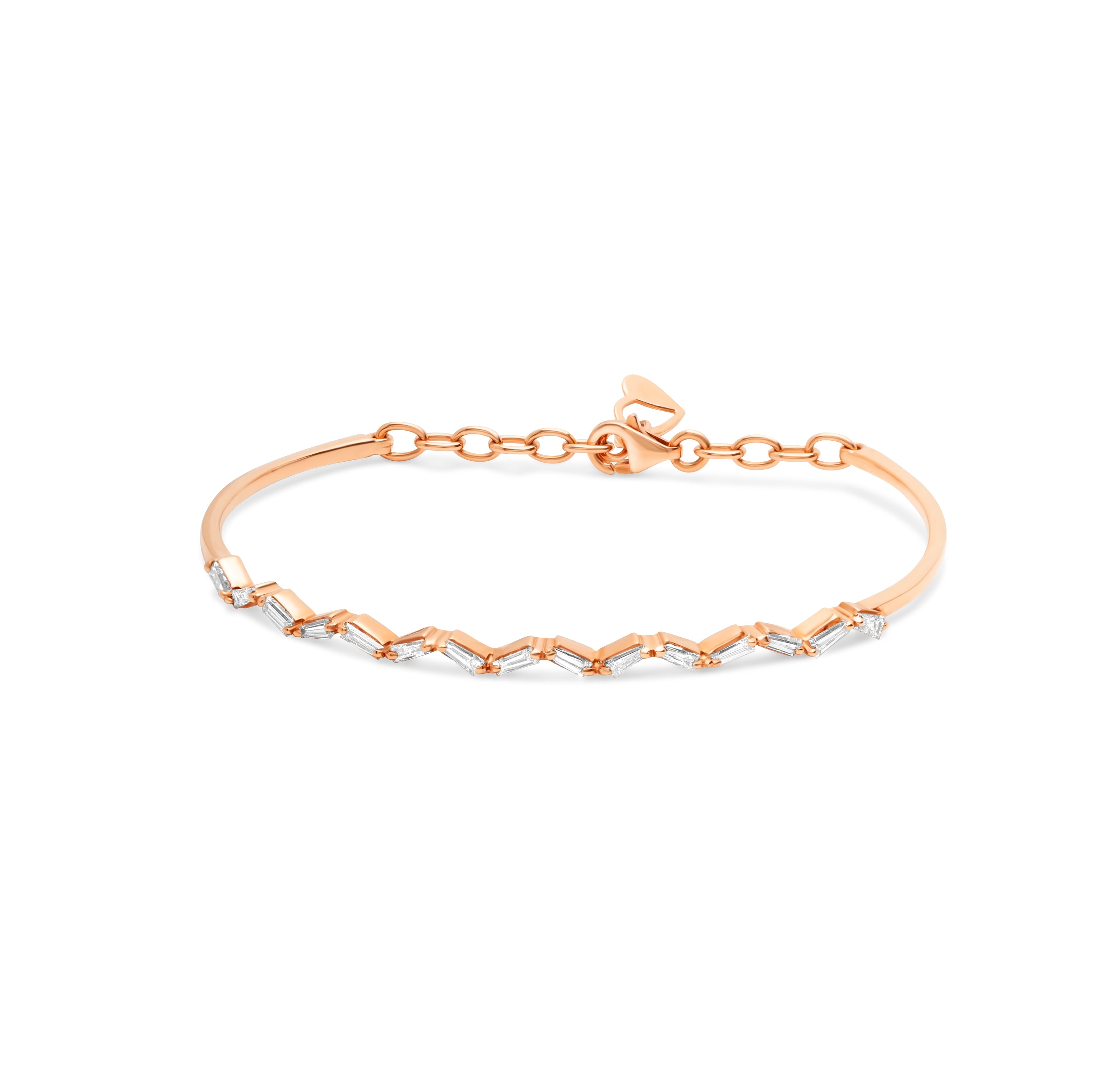 Baguette Diamond Bangle Bracelet in Rose Gold