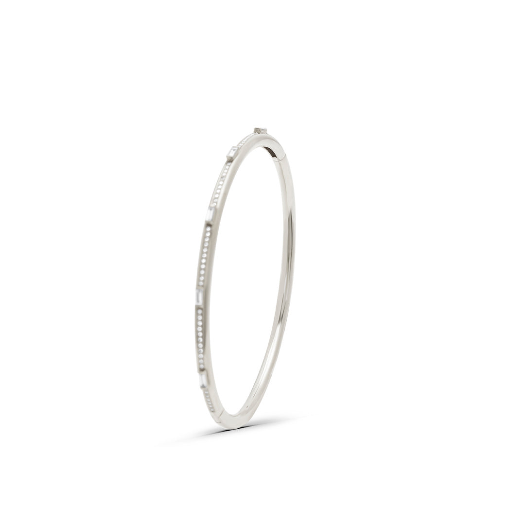 Pave Diamond Bangle Bracelet in White Gold