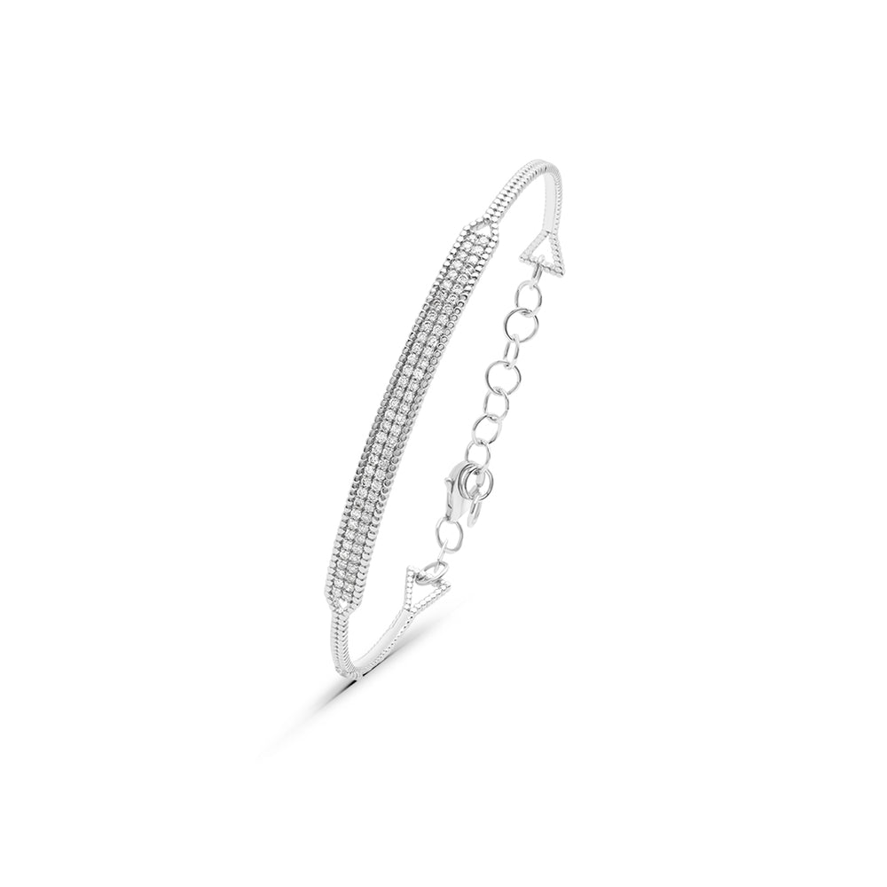 Rectangular Pave Diamond Bangle Bracelet in White Gold