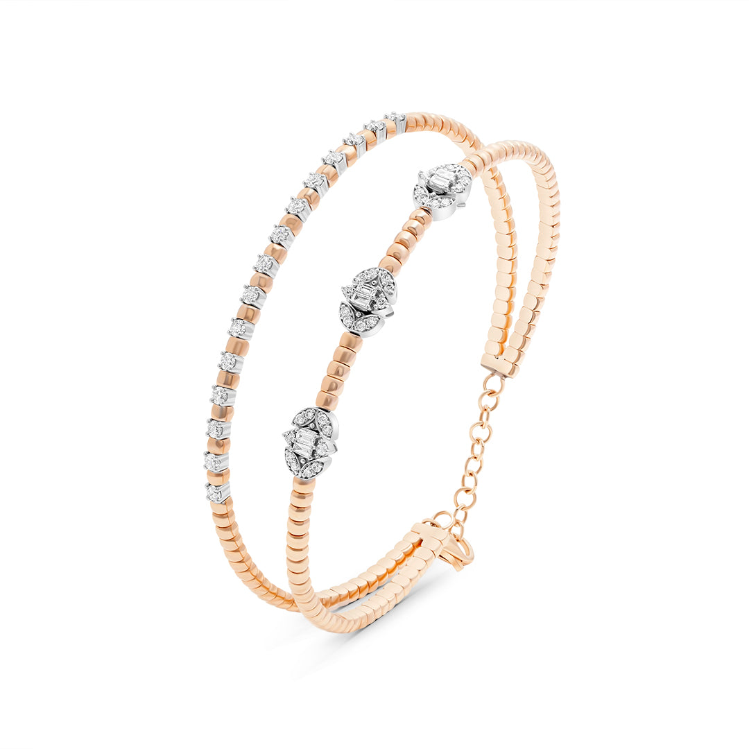 Double Stranded Rose Gold Diamond Bracelet