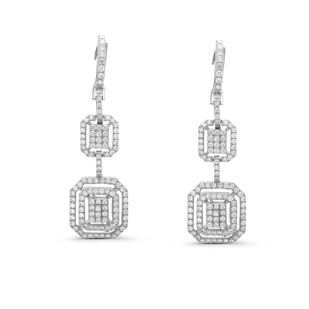 Pave Square Dangle Earrings