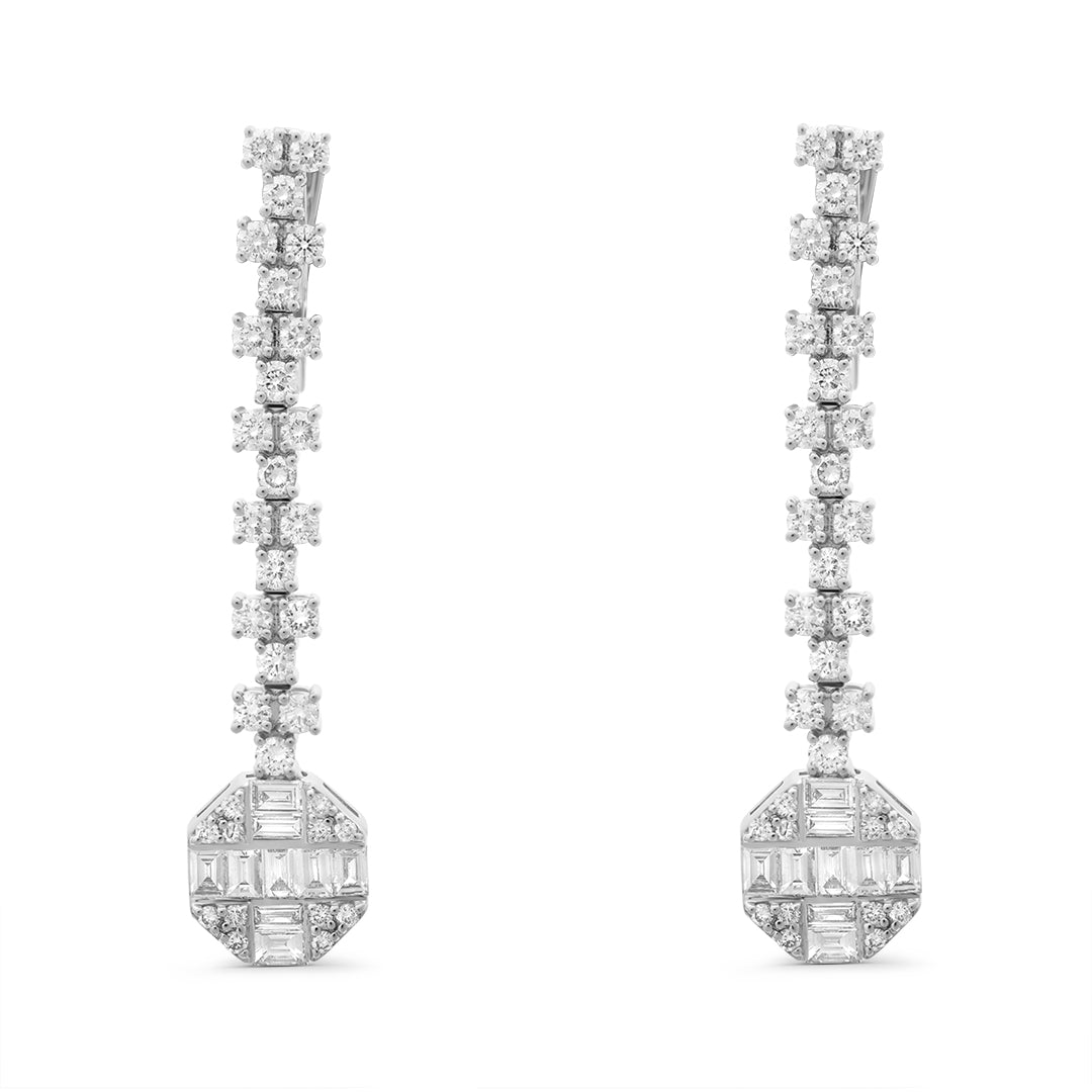 Carre White Diamond Dangle Earring