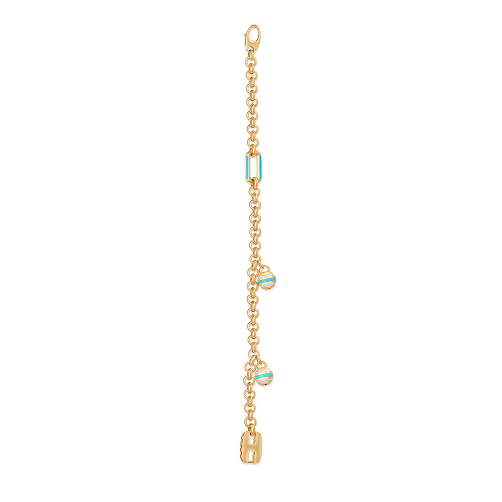 Yellow Gold Bracelet with Turquoise Charms