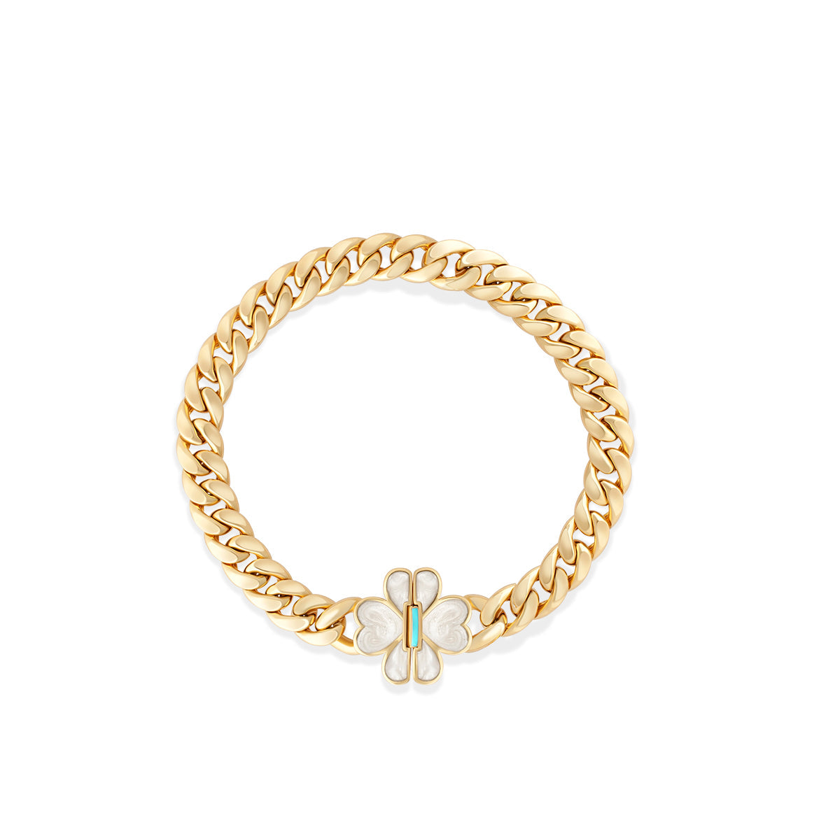 
                  
                    Yellow Gold Chain Bracelet with Flower Lock
                  
                