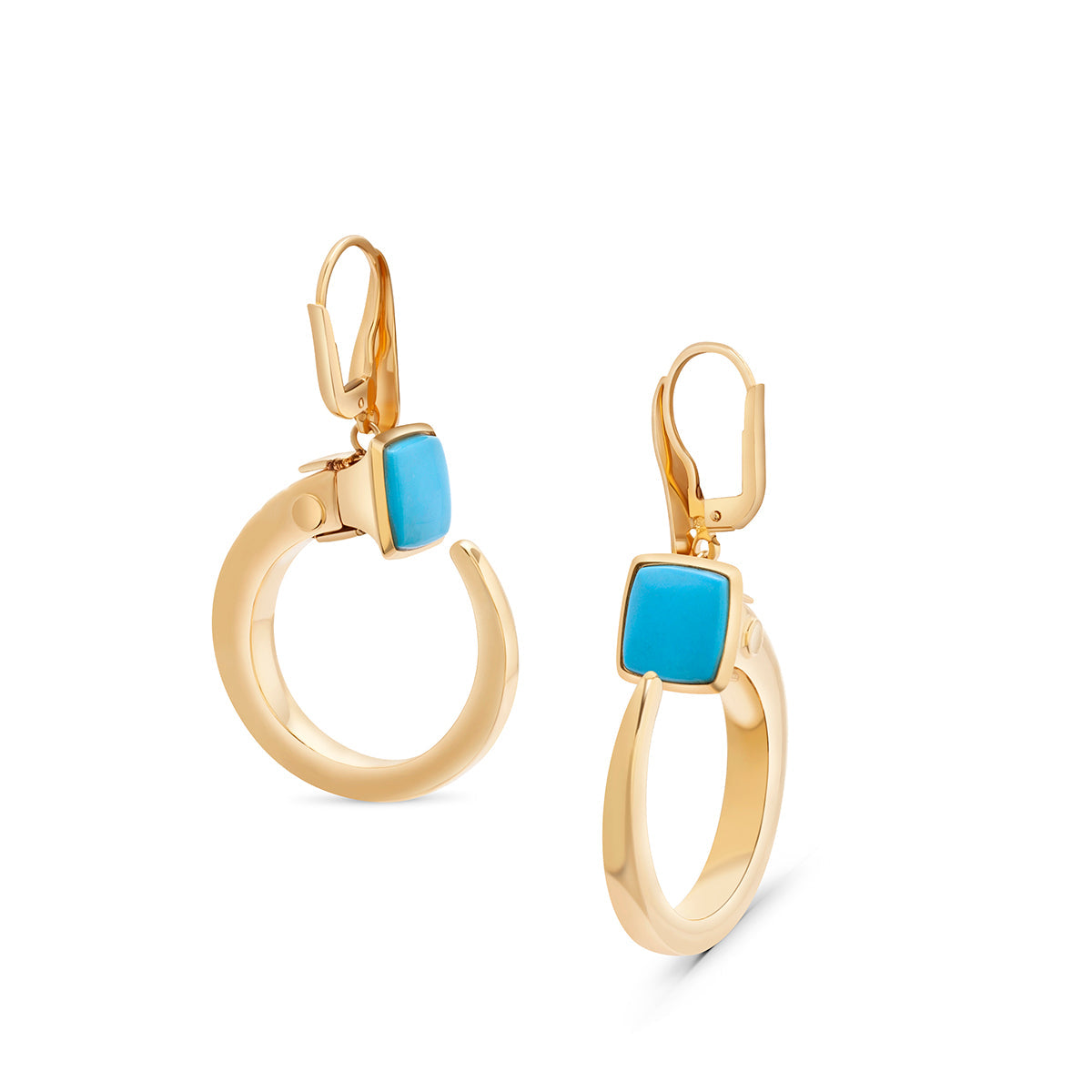 
                  
                    Yellow Gold Hoop Earrings with Turquoise
                  
                