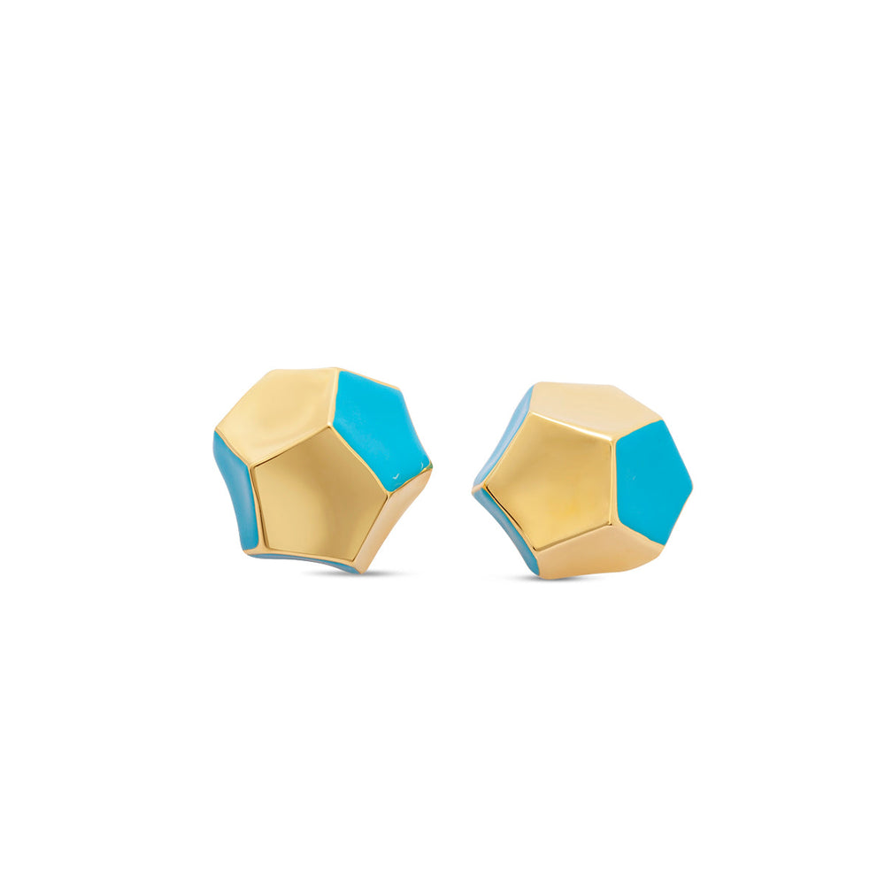 Yellow Gold with Turquoise Stud Earrings