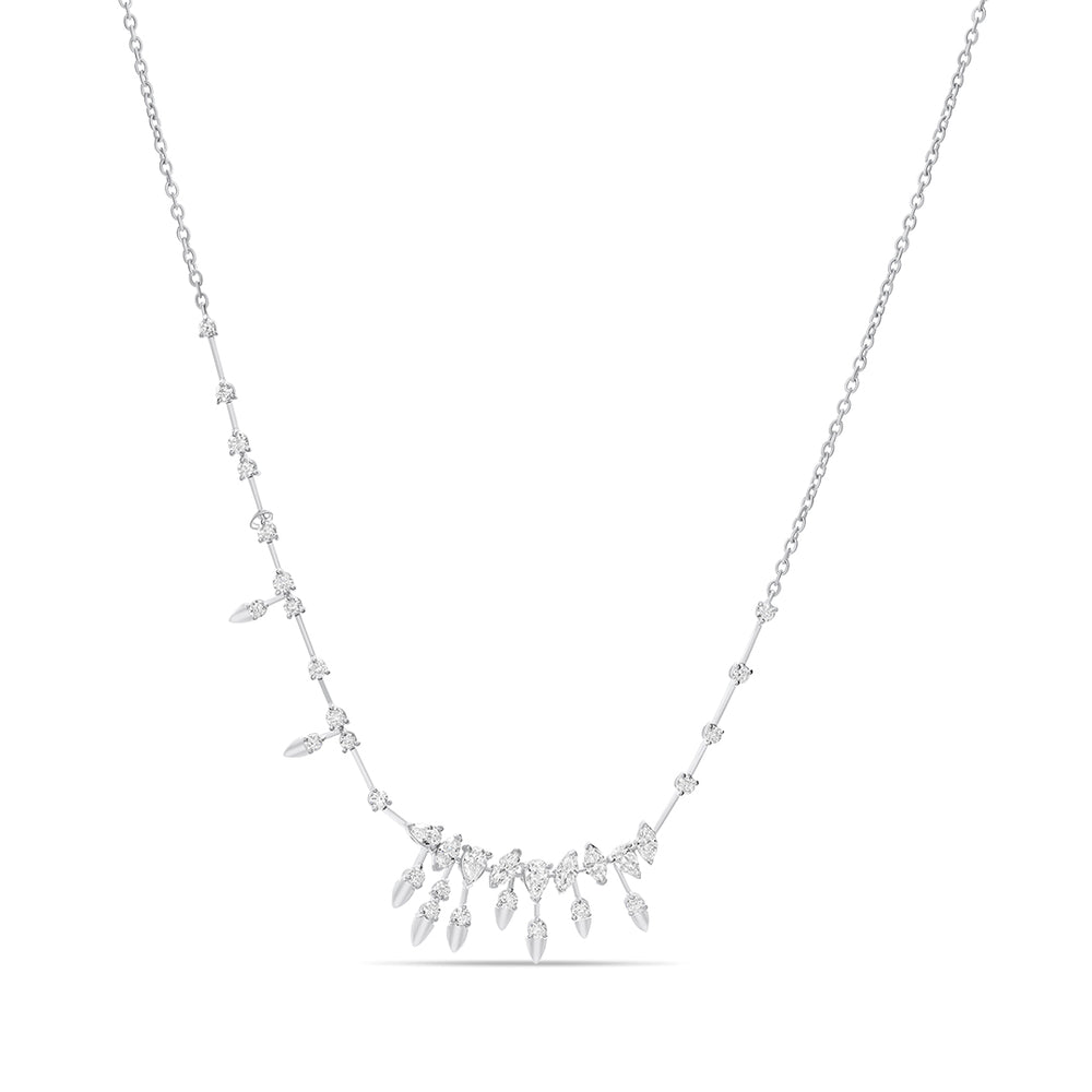 Mixed Cut Diamond Necklace in White Gold
