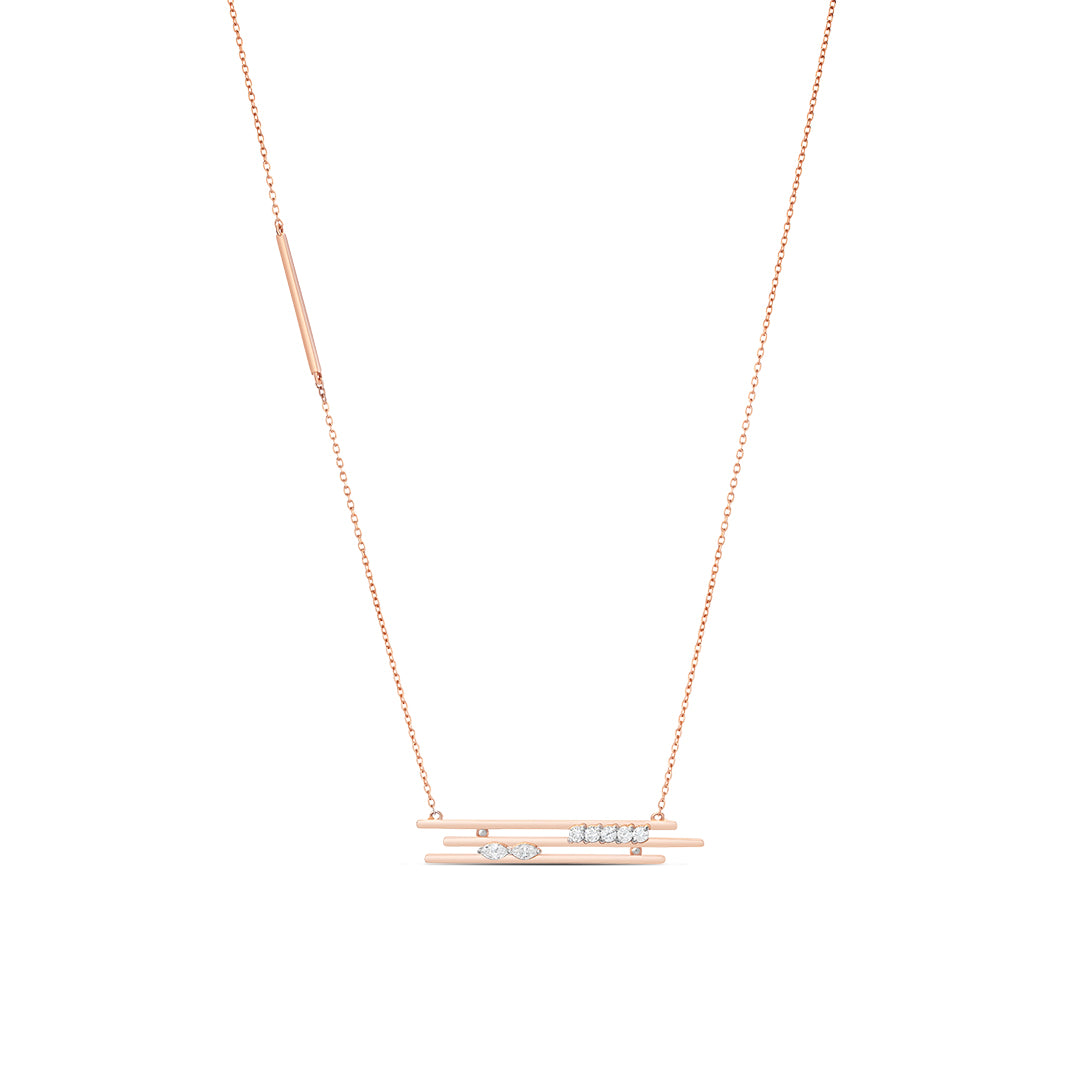 Bar Necklace with Diamond Detail in Rose Gold