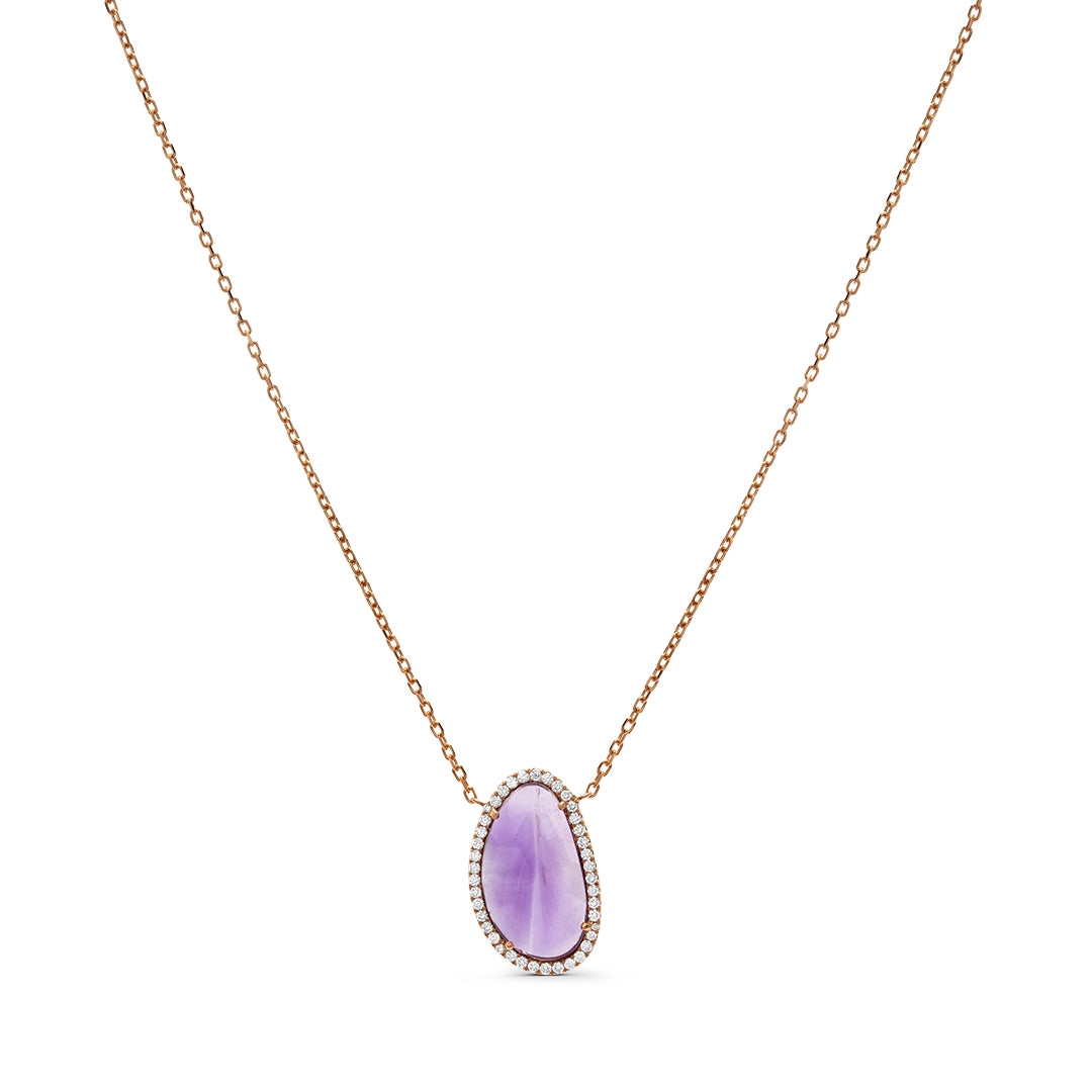 Lavendar Stone Pendant with Diamonds