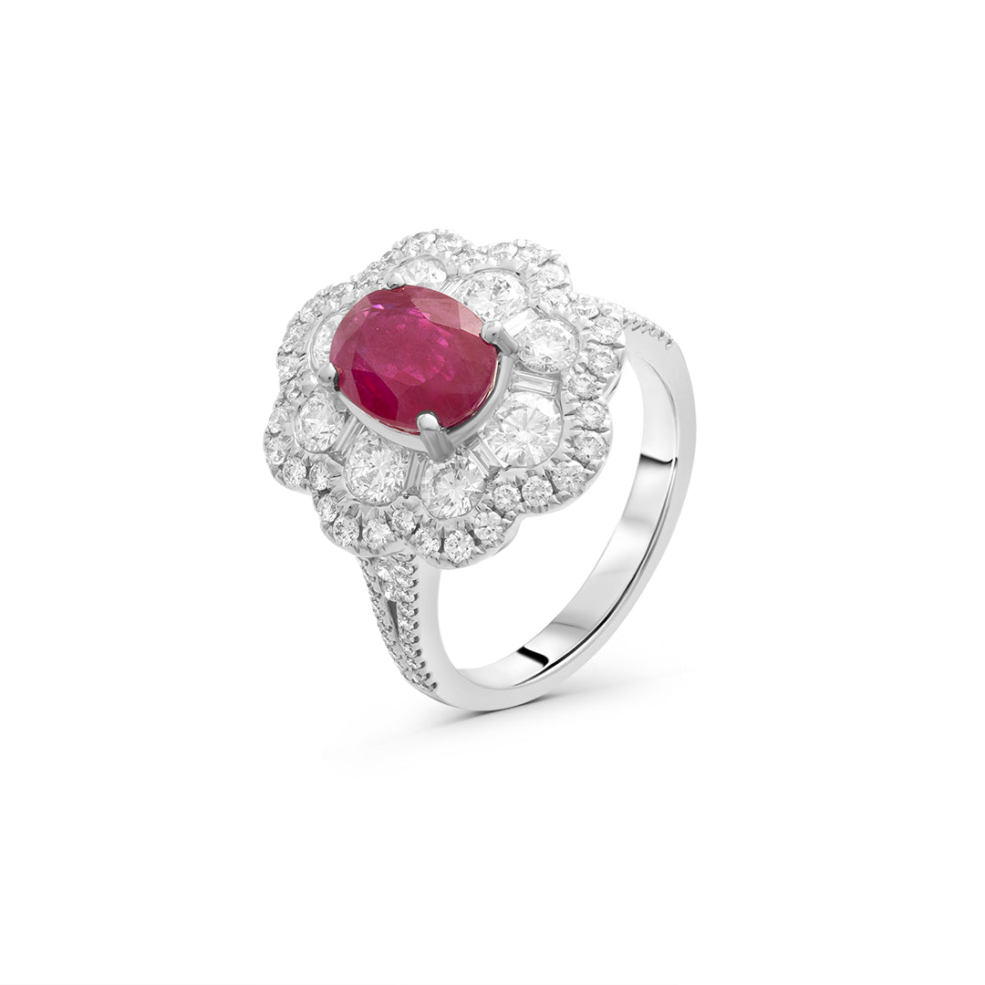 Ruby & White Diamond Ring