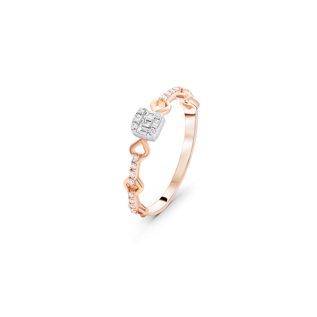 Square Diamond Frame Ring in Rose Gold