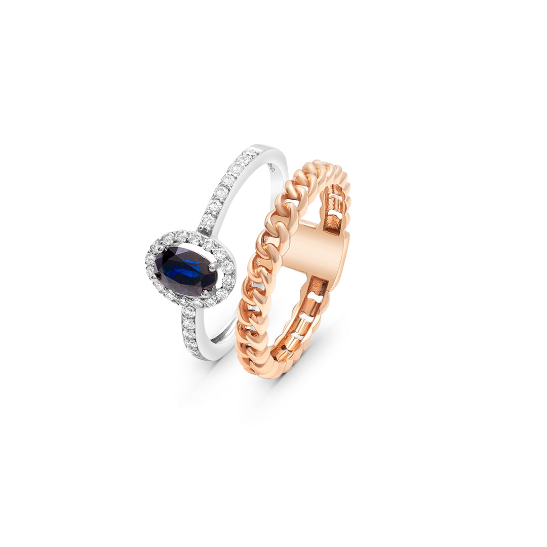 Double Band with Diamonds and Sapphire