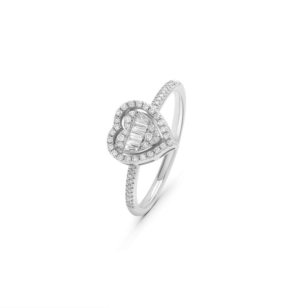 Heart Shaped Halo Diamond Ring in White Gold