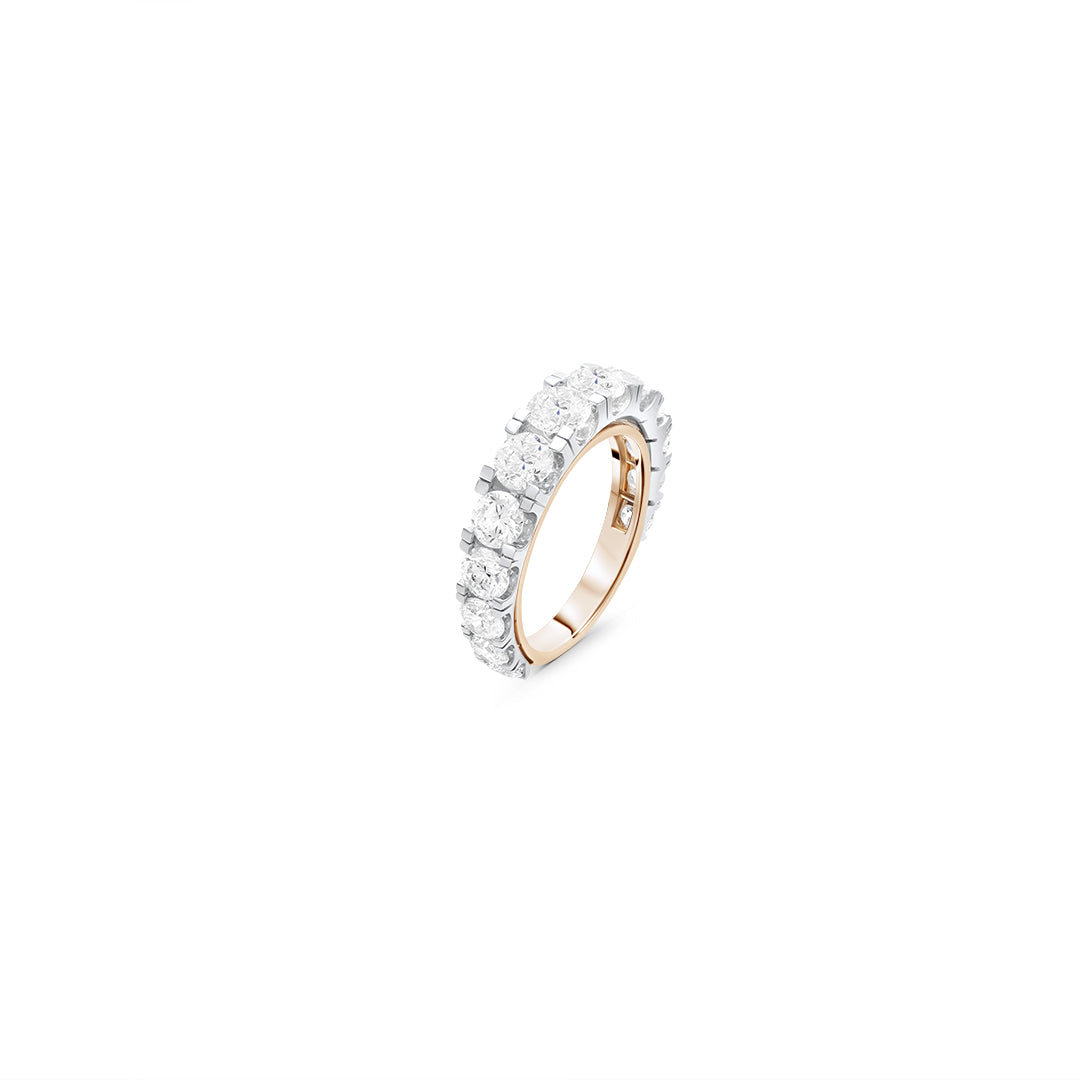 Two-Toned Round Cut White Diamond Engagement Band