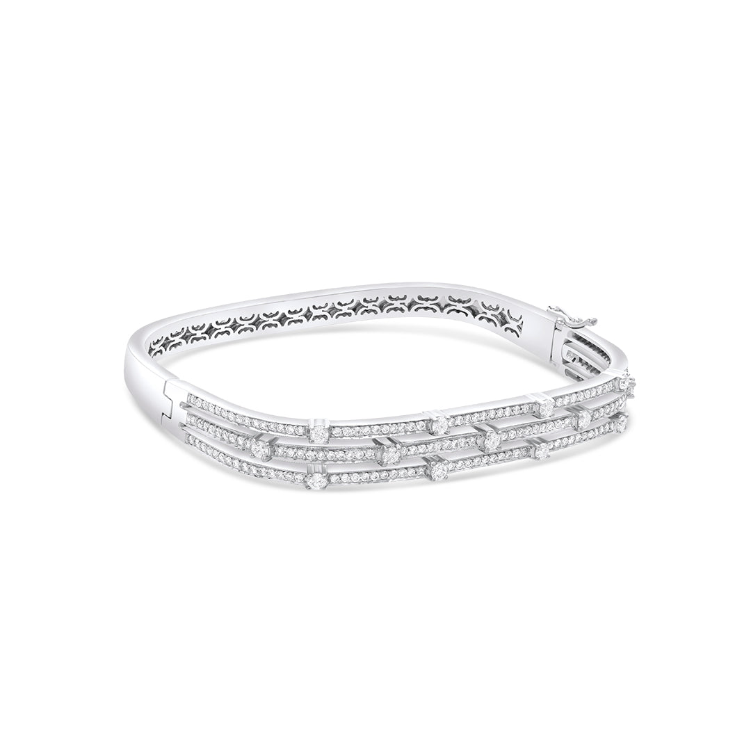 Square Bangle with Round Diamond Stones