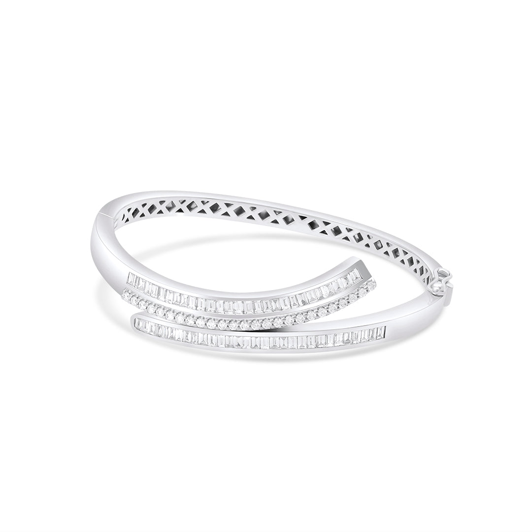 Baguette and Round Diamond Bangle