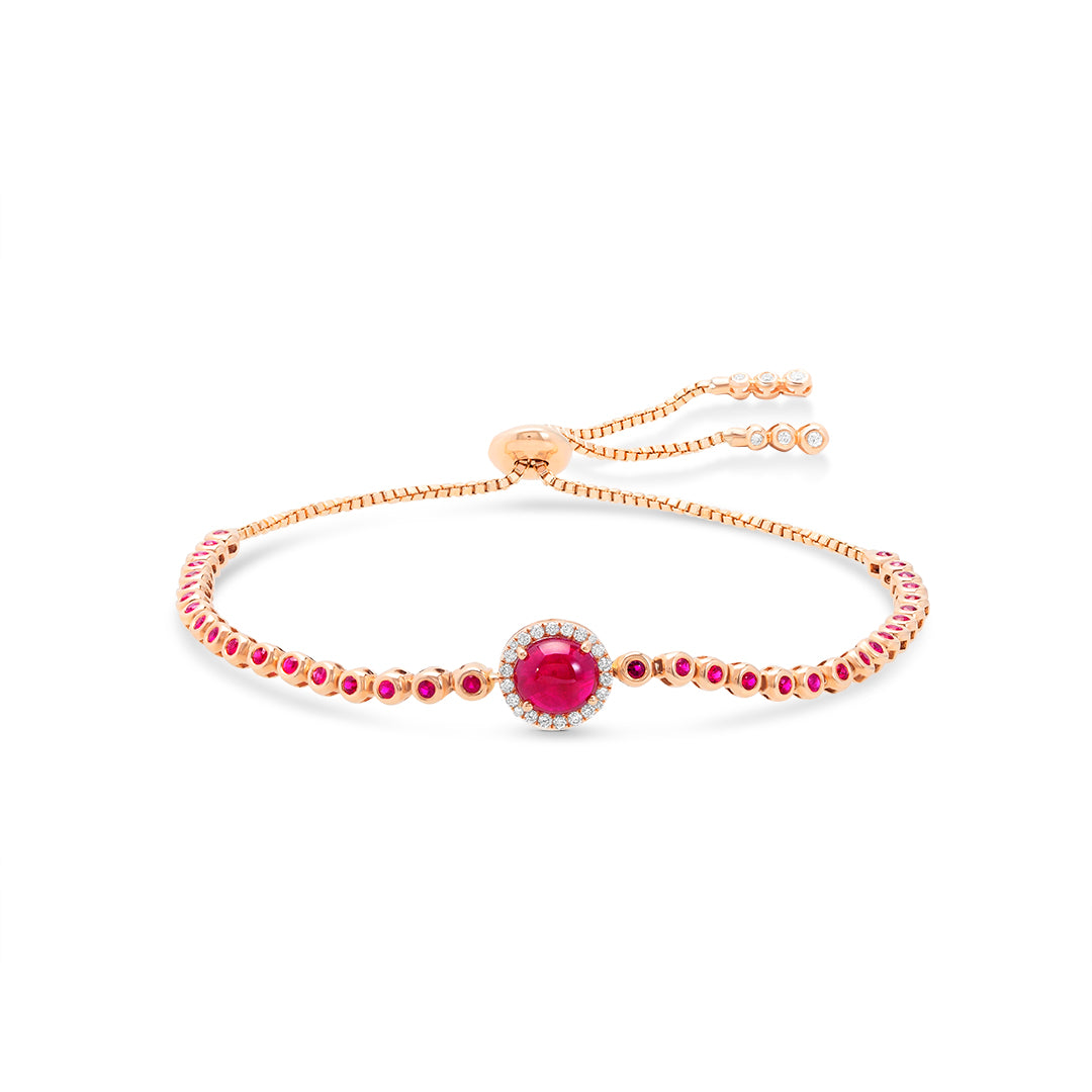 Oval-Ruby Adjustable Bracelet