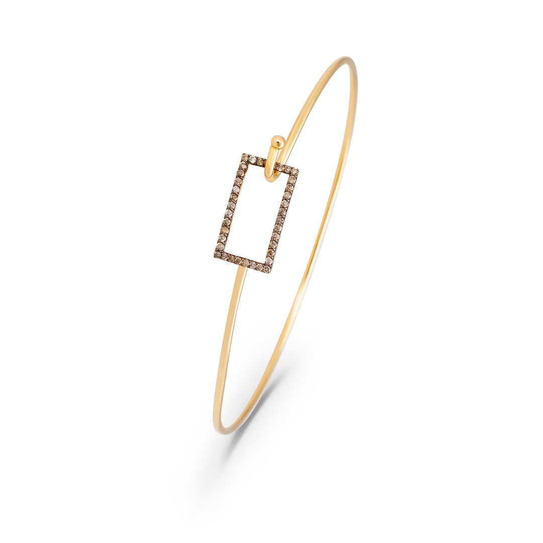 Dainty Rectangular Bangle in Brown Diamonds