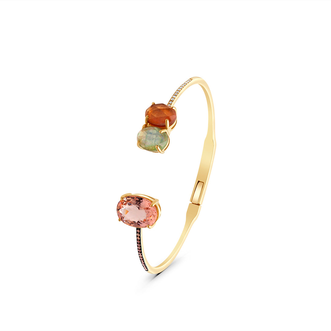 Colored Stone Open Bangle