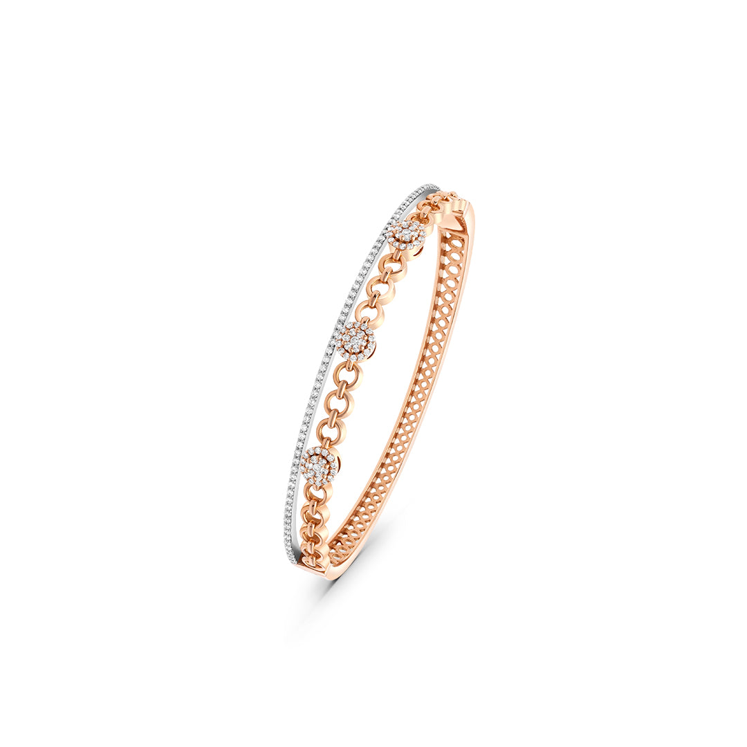 Rose Gold & White Diamond Layered Bangle