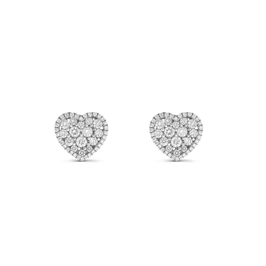 Pave' Diamond Heart-Shaped Earrings