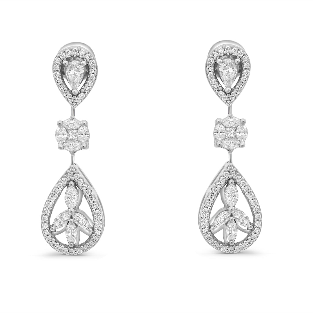 Diamond Earrings with Fancy-Cut White Diamonds