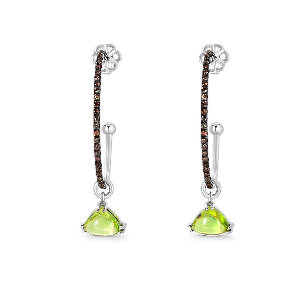 Hoop Earrings with a Green Stone