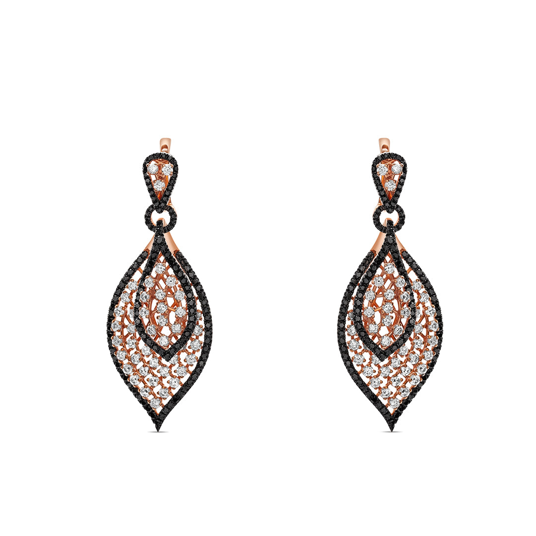 Black and White Diamond Dangling Earrings