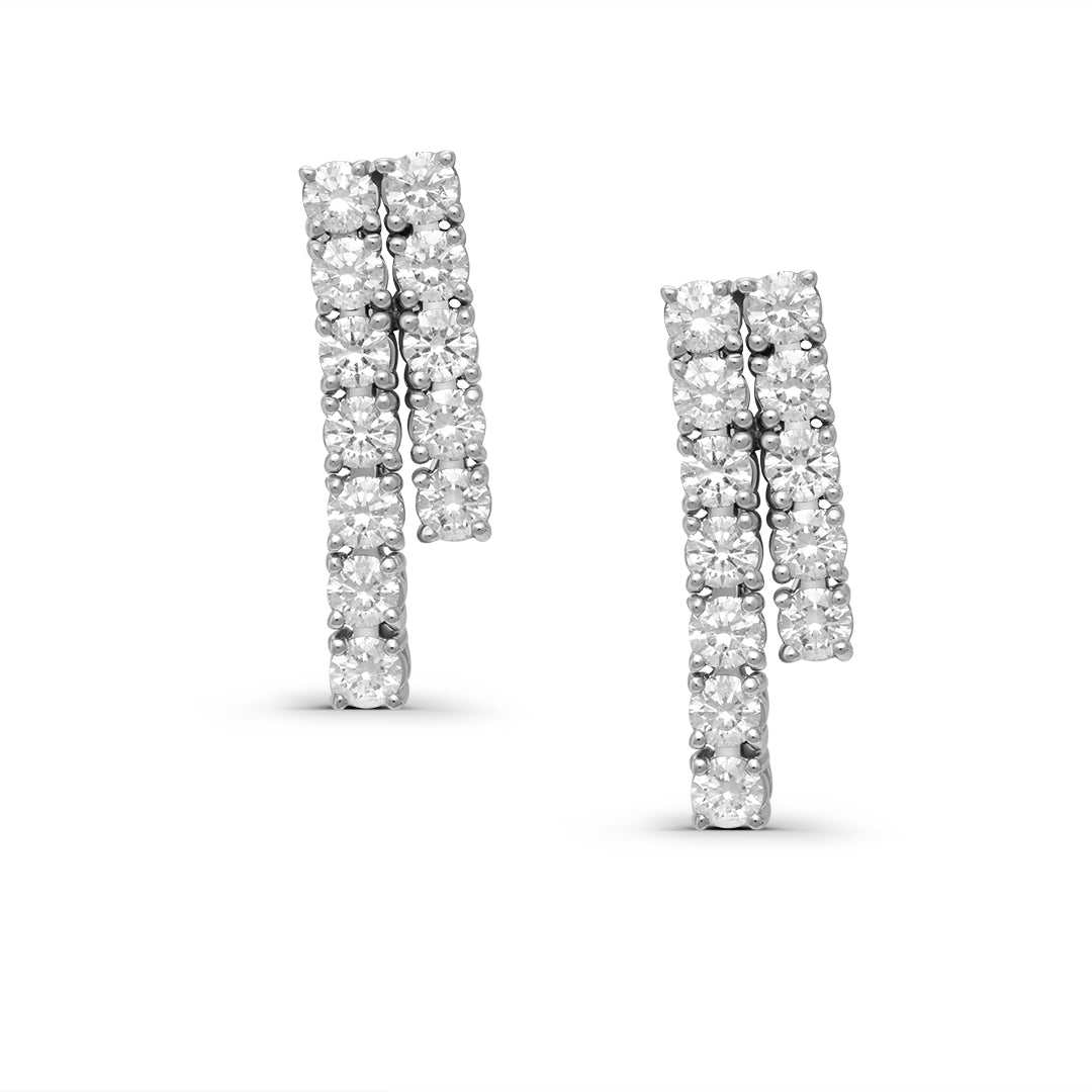 White Diamond Drop Tennis Earrings