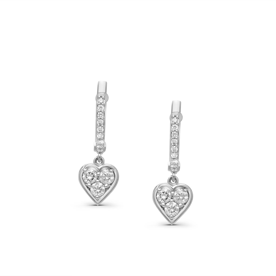 Lovestruck Heart Drop White Diamond Earrings