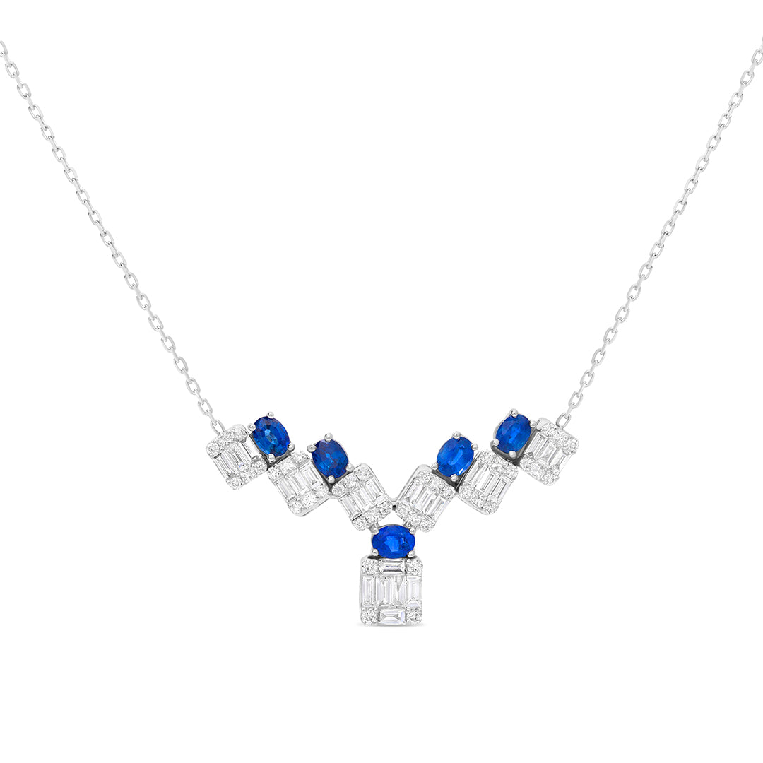 Invisible Setting Necklace with Sapphires