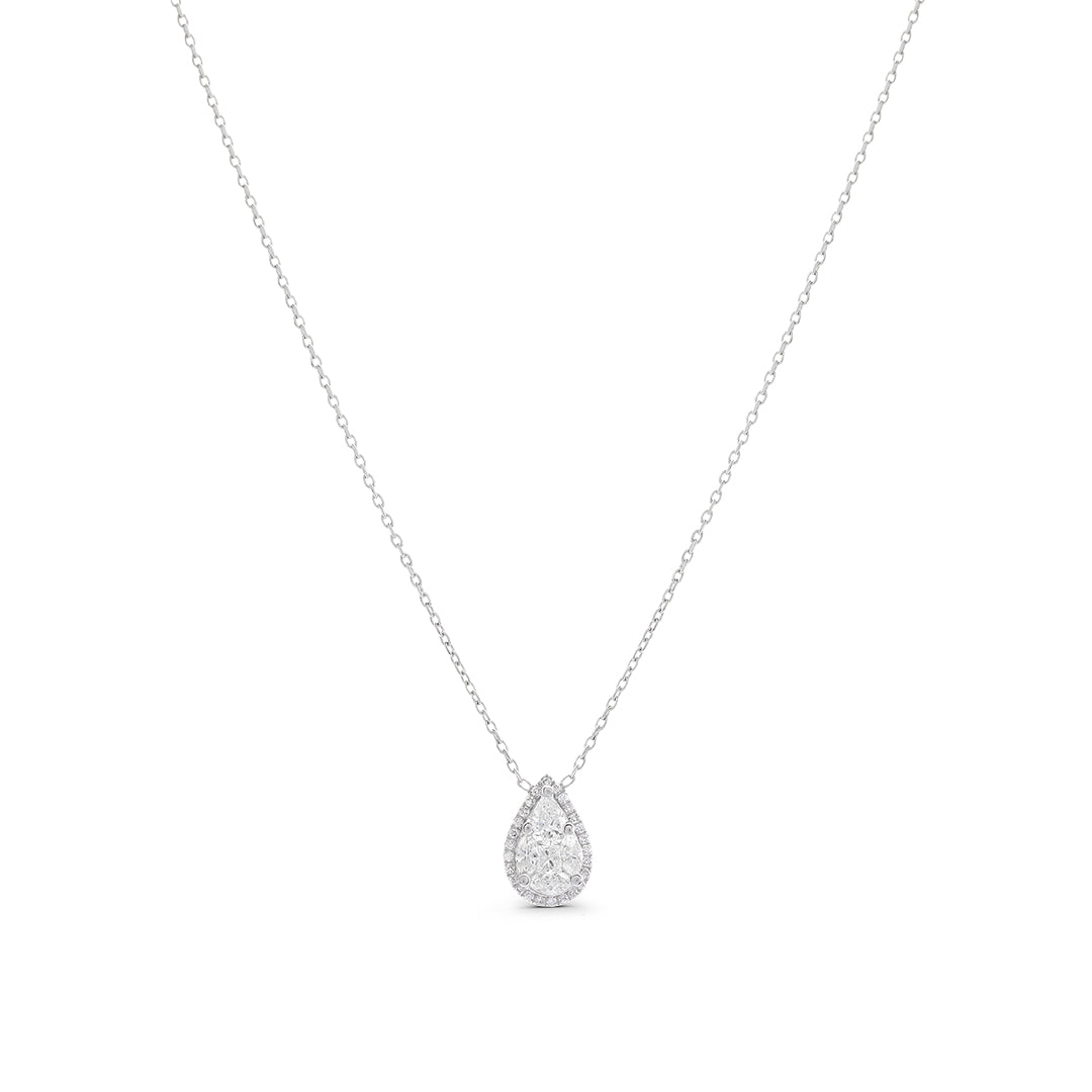 Pear-shaped Invisible Setting Pendant with White Diamonds