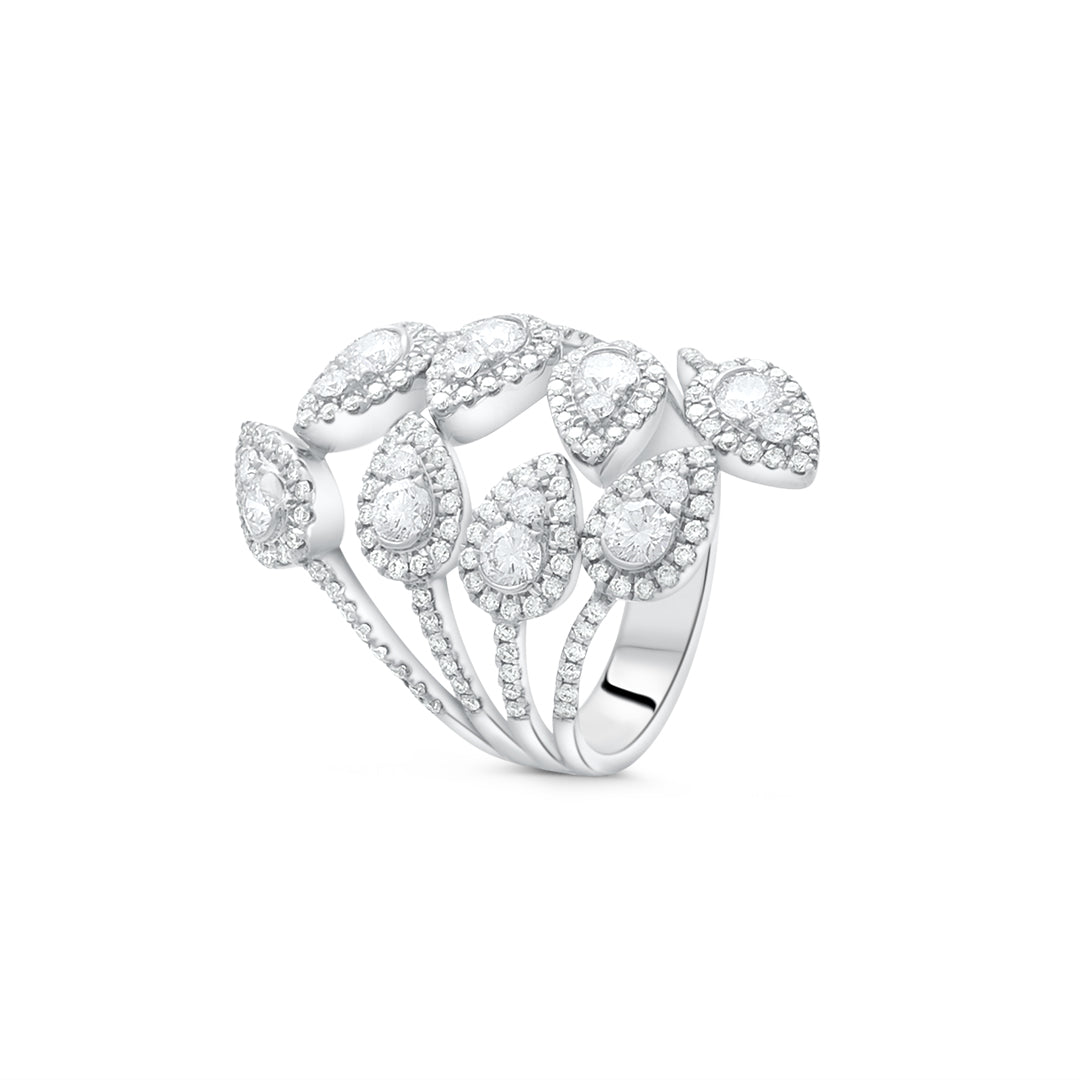 White Diamond Cluster Statement Ring