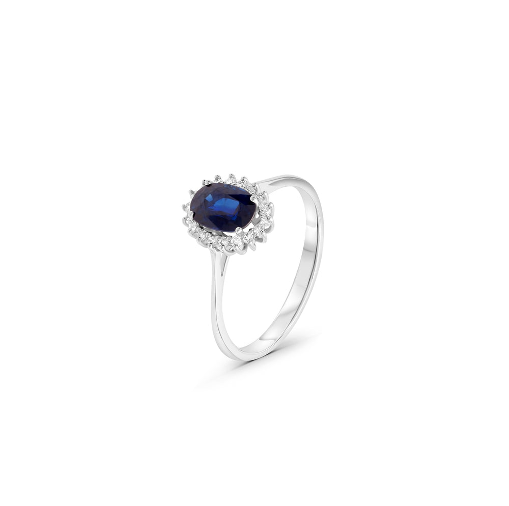 Oval-shaped Ring with Blue Sapphires and White Diamonds