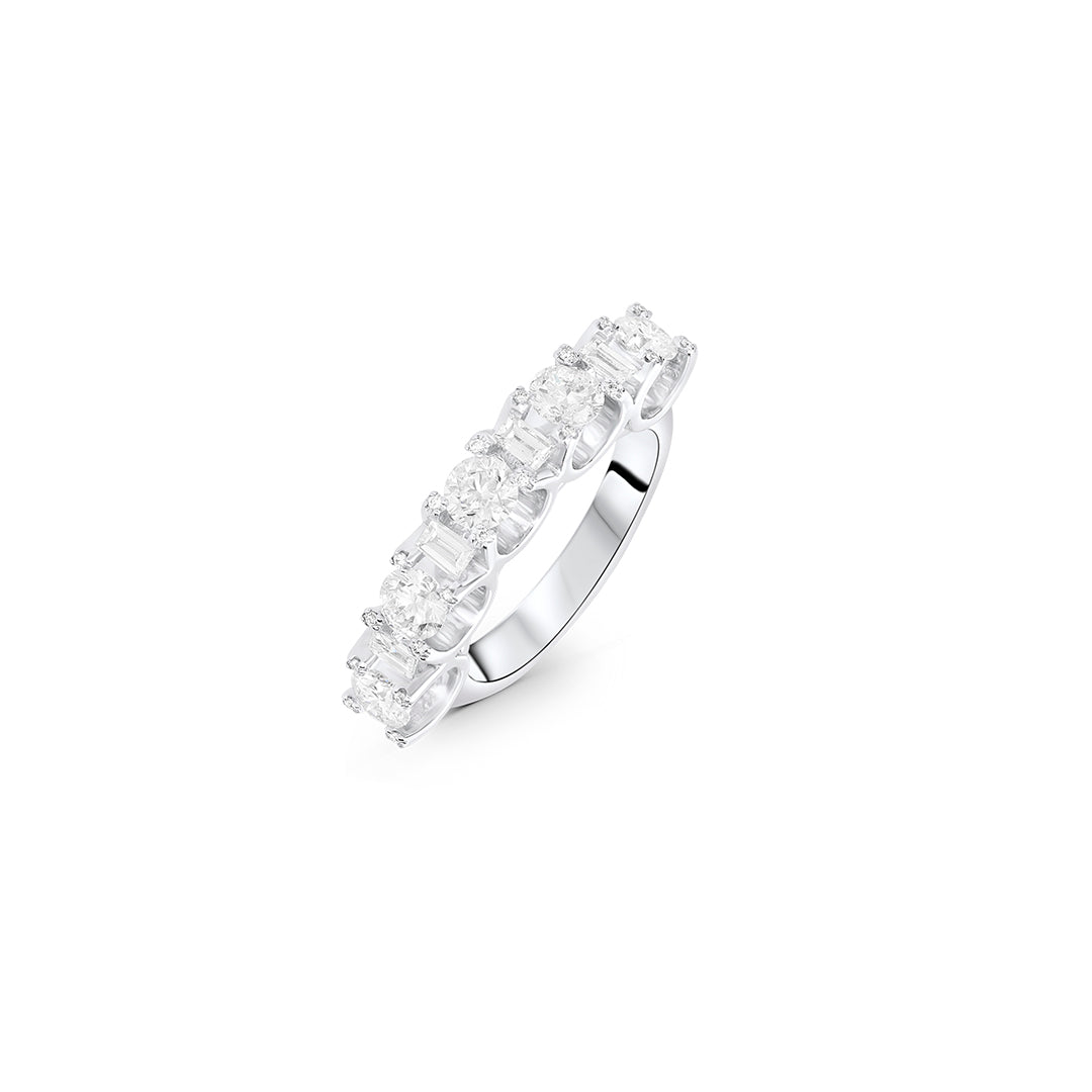 Round and Baguette Diamond Ring