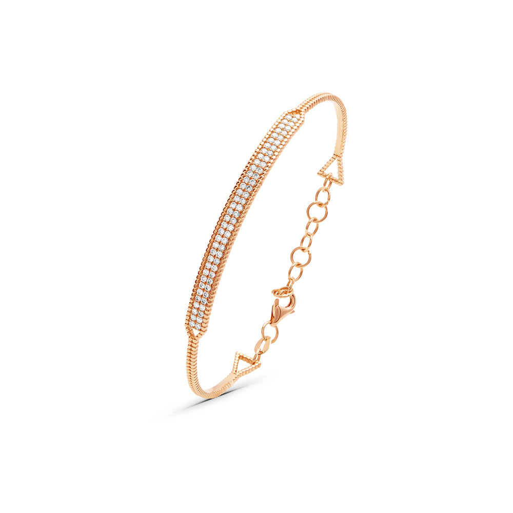 Rectangular Pave Diamond Bangle Bracelet in Rose Gold