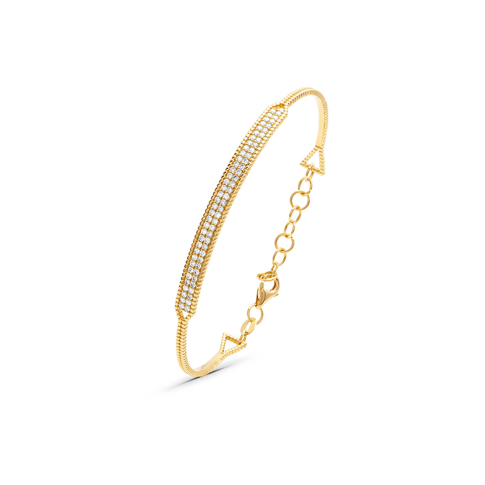 Rectangular Pave Diamond Bangle Bracelet in Yellow Gold