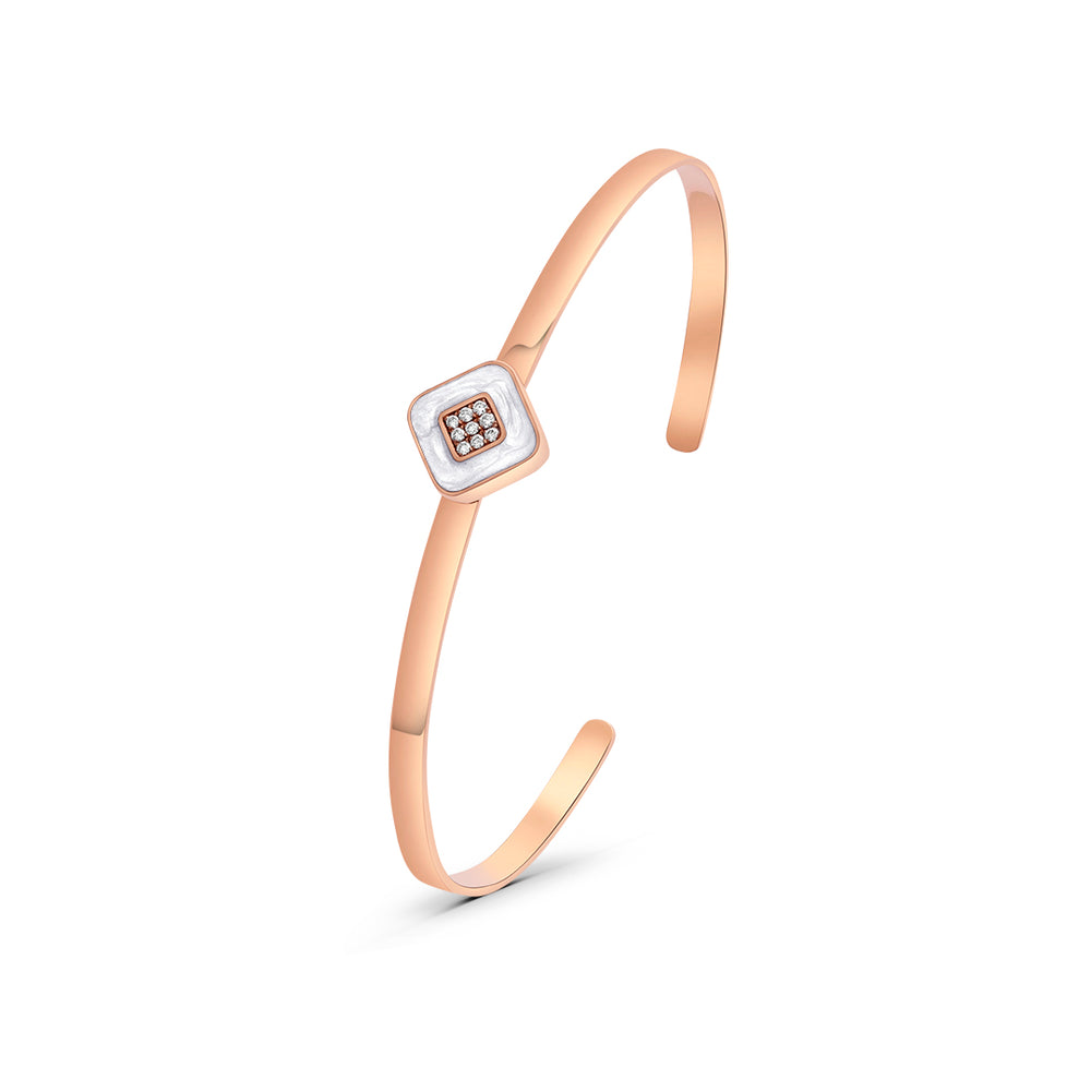 Rose Gold Bangle with Mother of Pearl & White Diamonds
