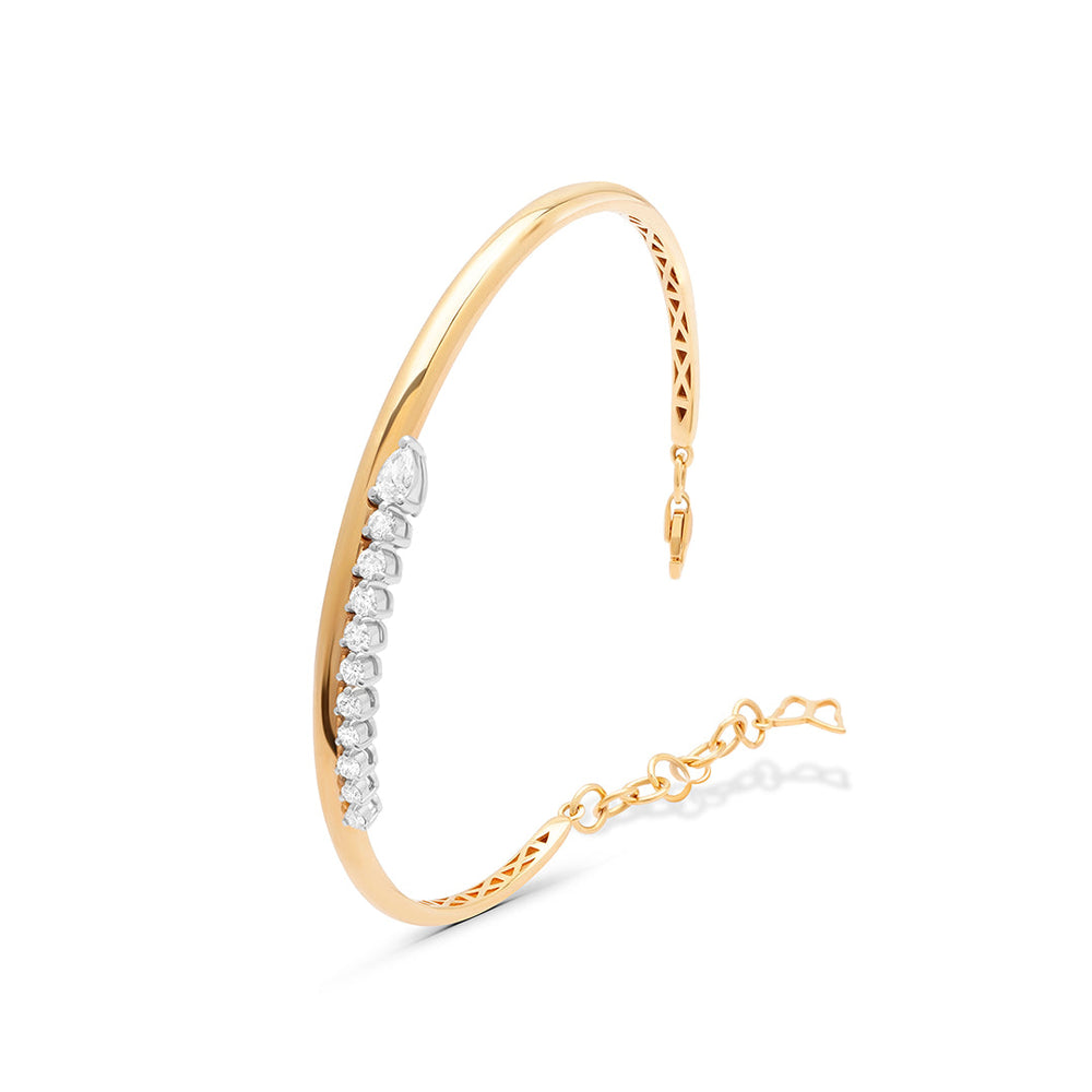 Solid Rose Gold Bangle with Diamonds