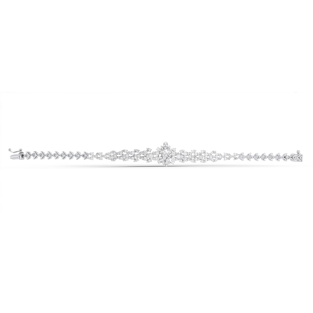 Floral Cluster White Diamond Bracelet