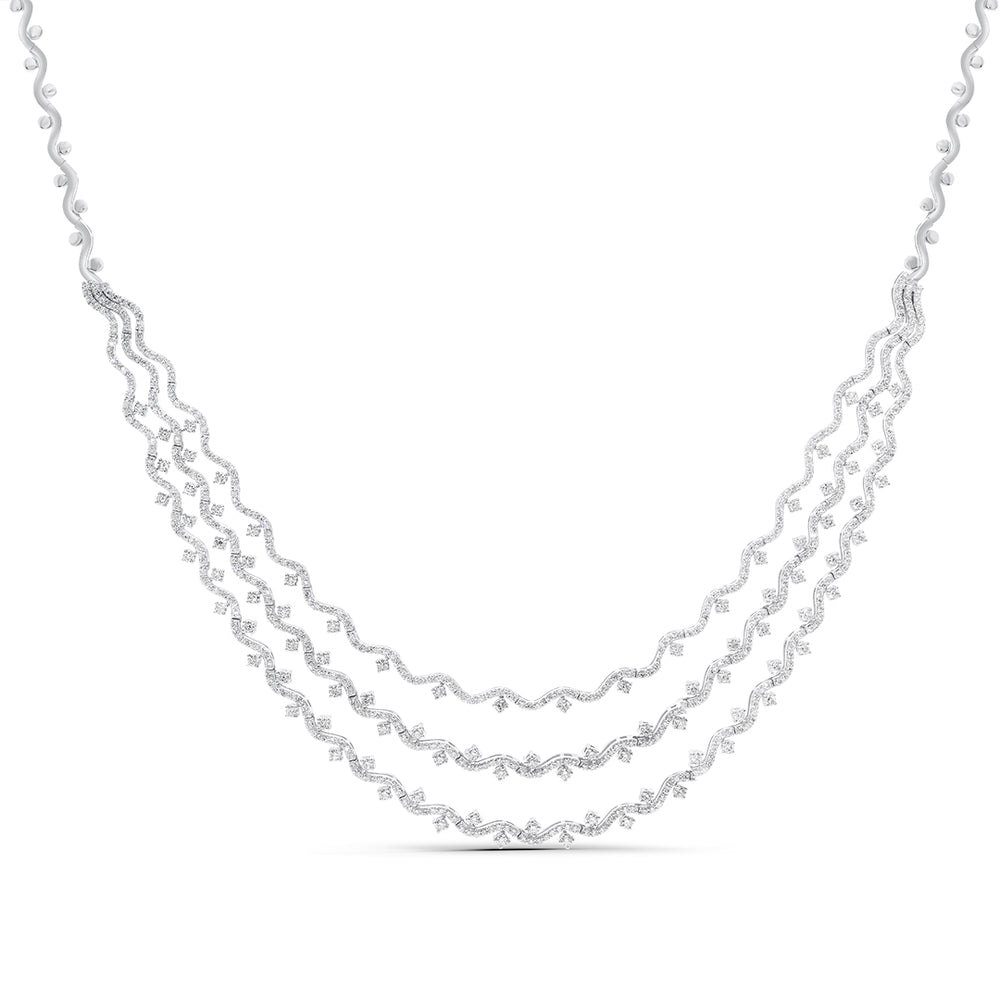 3-Tier Layered Diamond Cluster Necklace