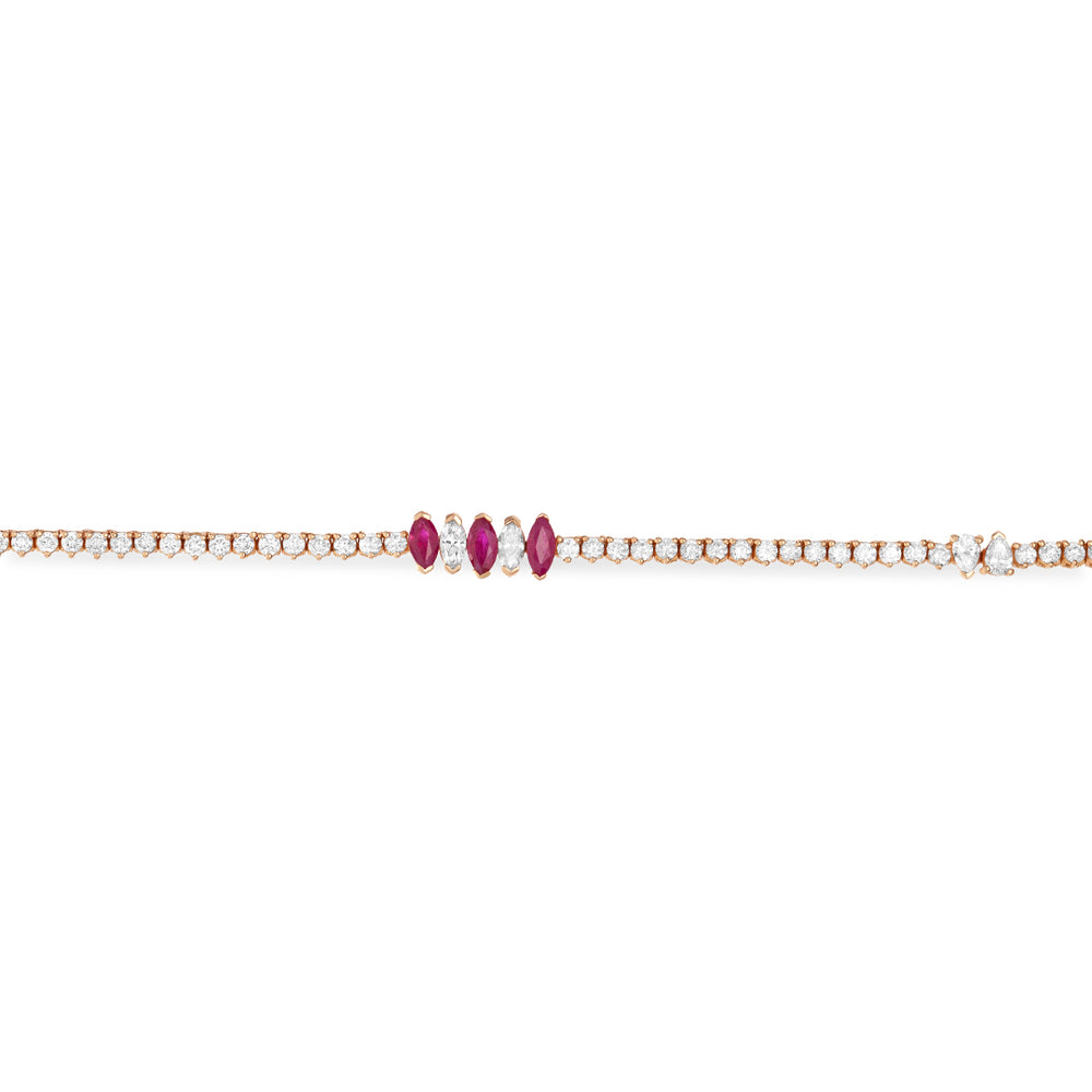 
                  
                    Marquise Ruby and Diamond Tennis Necklace
                  
                