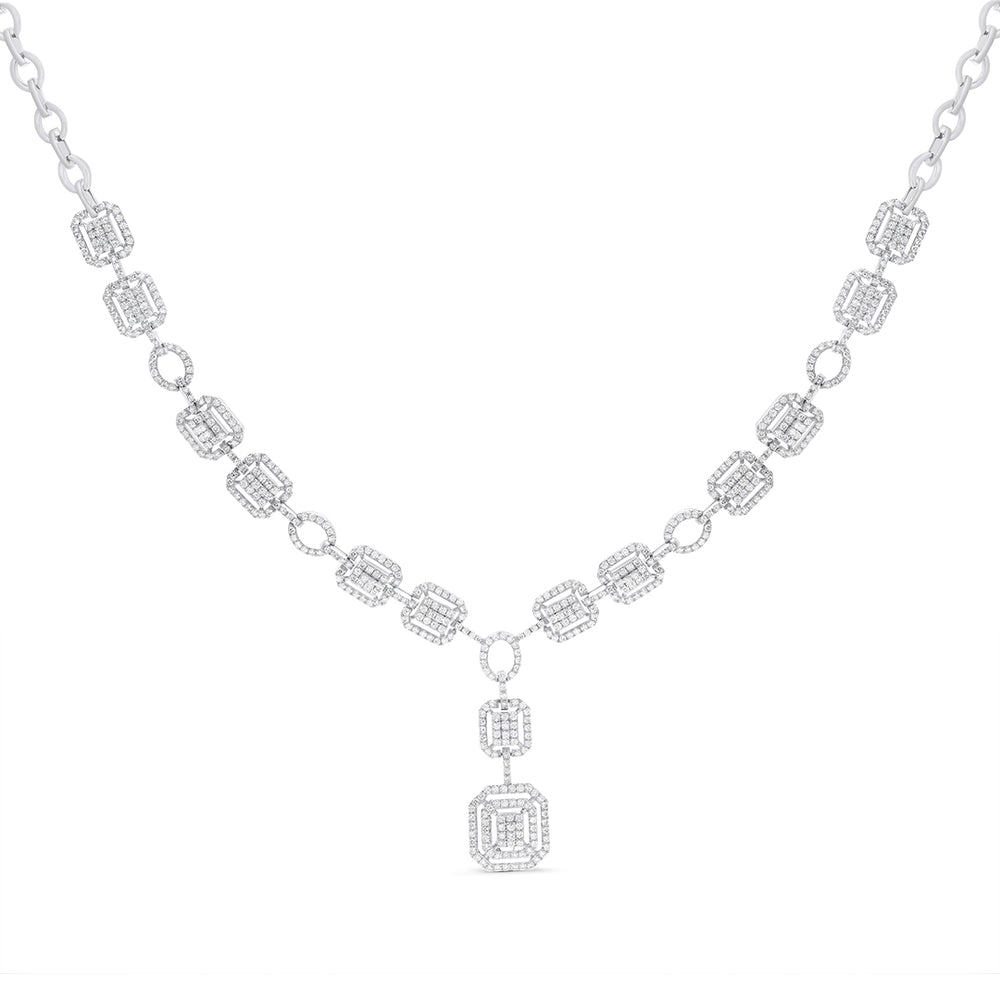 Timeless White Diamond Cluster Necklace