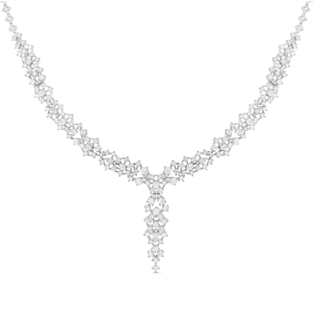 Bloom Pave White Diamond Cluster Necklace