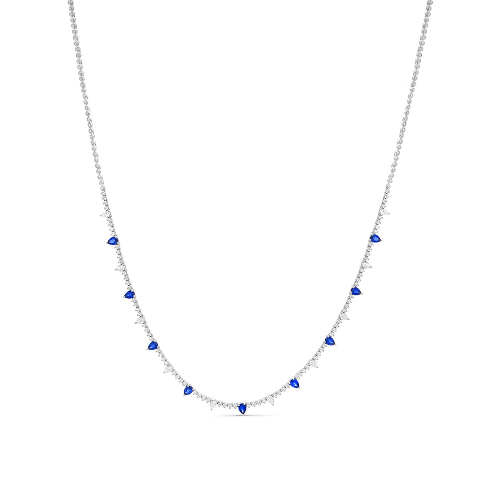 Tennis Necklace with Dangling Sapphires