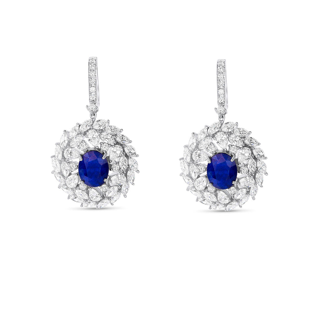 Sapphire Drop Diamond Earrings