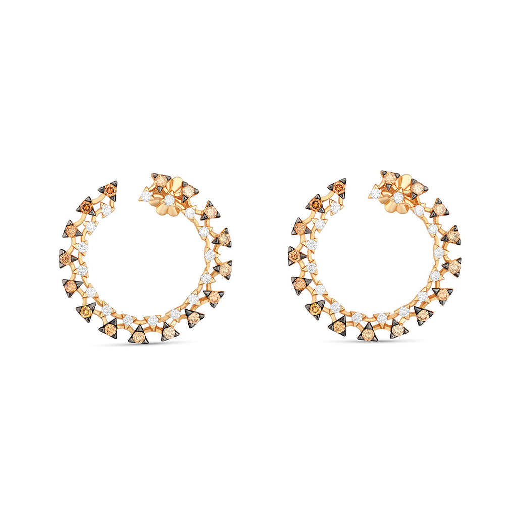 White and Brown Diamonds Sideway Earrings