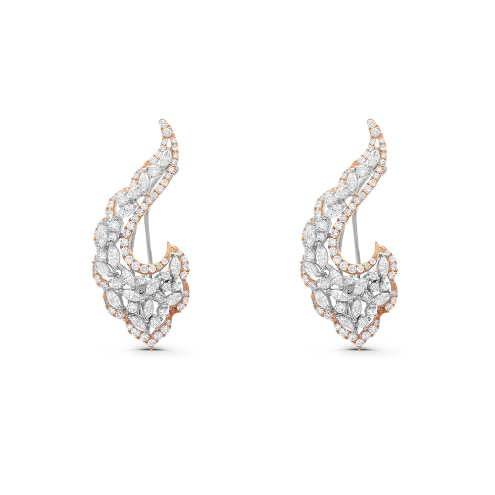Angel Wing White Diamond Cluster Earring