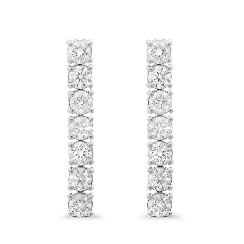 Rounded White Diamond Drop Earrings