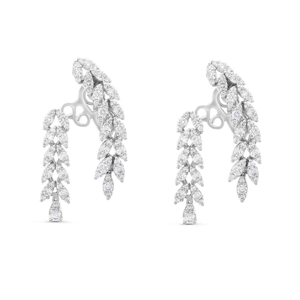 Two Sided Marquise White Diamond Dangle Earrings